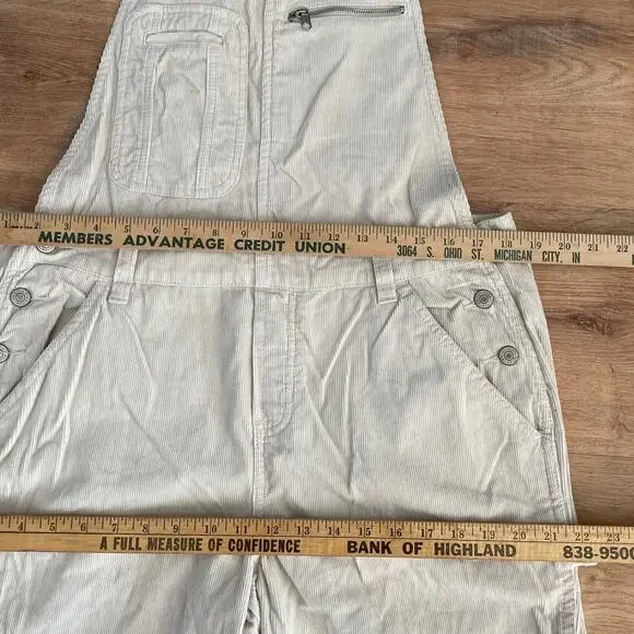 VTG Y2K No Boundaries Cream Baggy Corduroy Carpenter Overalls Cream, Juniors XL - Picture 3 of 7